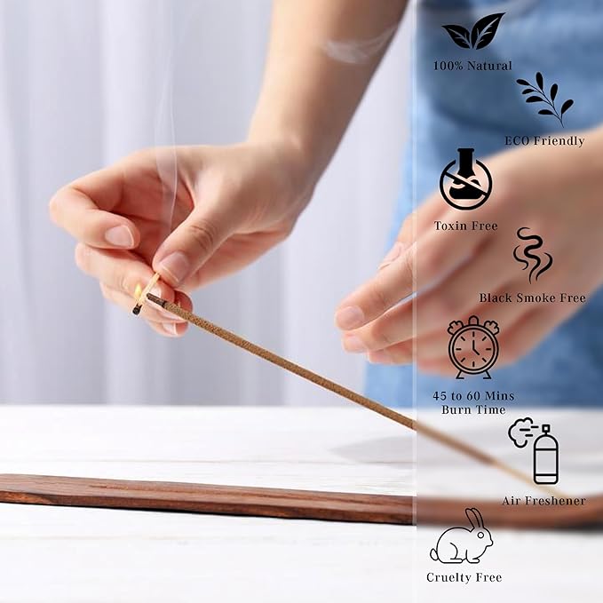 Orange Blossom Incense Sticks, Organic Hand Dipped 100 Sticks with Natural Herbs & Aromatic Ingredients, Burn Time 45 to 60 Minutes, Incense for Positivity, Meditation, Relaxation, Spiritual Gift