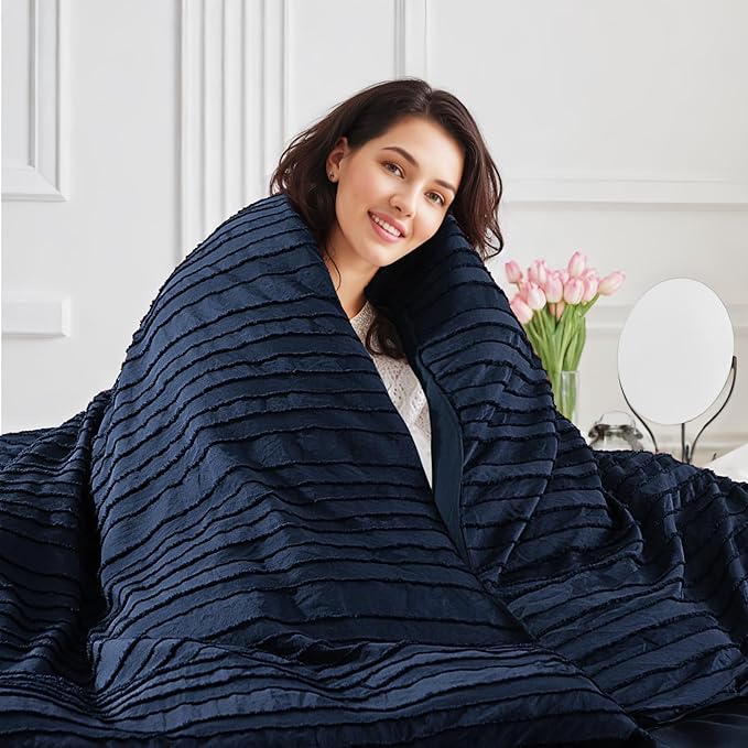 NEXHOME PRO California King Duvet Cover, Navy 3 Pieces Boho Tufted Duvet Cover Set, Soft and Lightweight Microfiber Comforter Cover Set for All Season (Navy Cal King, 104 x 98)-No Comforter