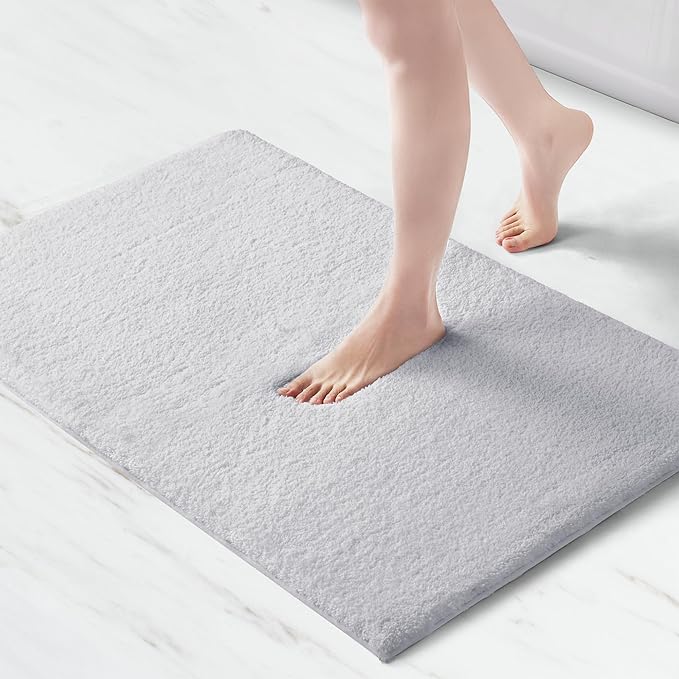 Madison Park Signature Non Slip, Luxrurious Plush Mat, Absorbent, Quick Dry, Spa Design Bath Room Décor Marshmallow Bathroom Rug, 2'x3'4", Silver