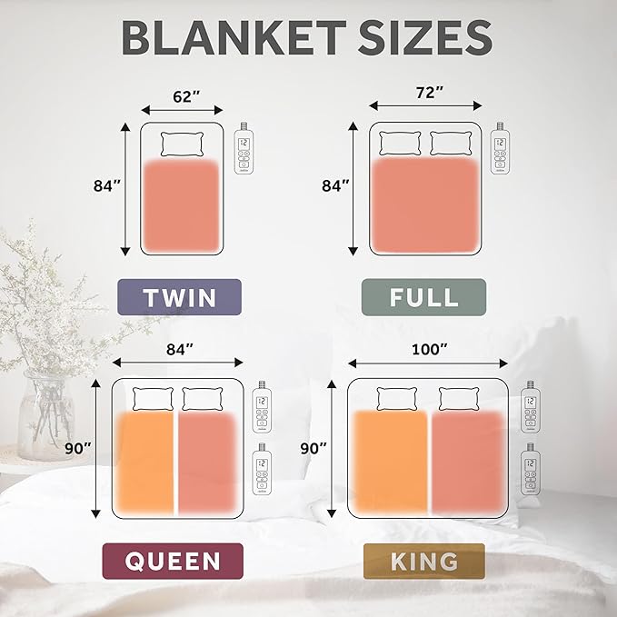Sunbeam Electric Royal Luxe Microplush Heated Blanket, 12 Heat Settings, 12-Hour Auto Shut-Off, Fast Heating, Warm & Cozy, Machine Washable, Dove Gray Color, King (90" x 100")