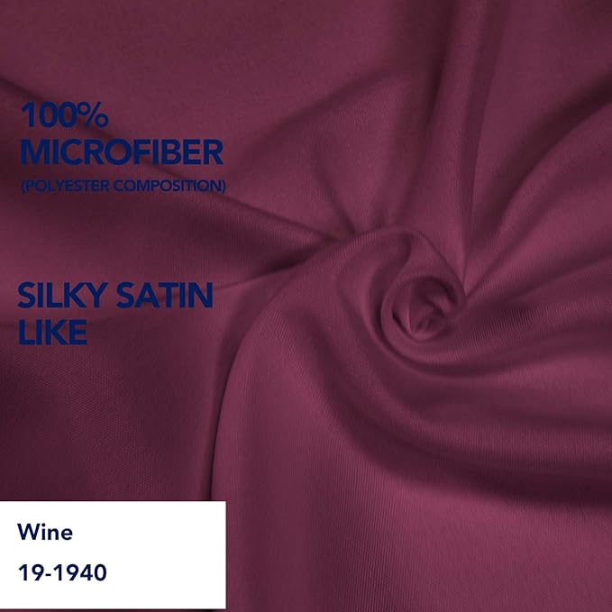 PureFit Wrap Around Ruffled Bed Skirt with Adjustable Elastic Belt - 18 Inch Drop Easy to Put On, Wrinkle Free Bedskirt Dust Ruffles, Bed Frame Cover for Queen, King and C-King Size Beds, Wine