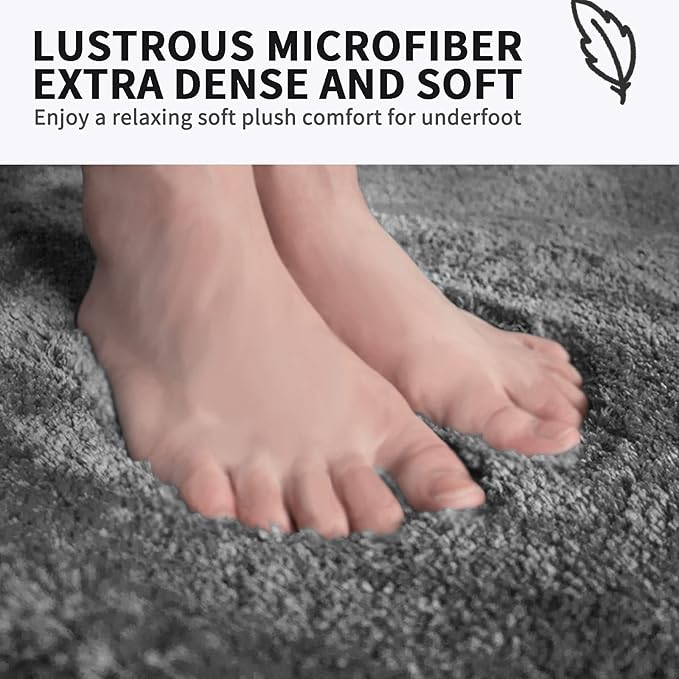 FIFU Bathroom Runner Rug 24" W x 48" L, Bath Mats for Bathroom, Bedroom & Kitchen, Non-Slip Rubber Latex Backing, Comfort & Soft Shower Bathmat & Carpet for Sink, Home & Hallways, Dark Gray