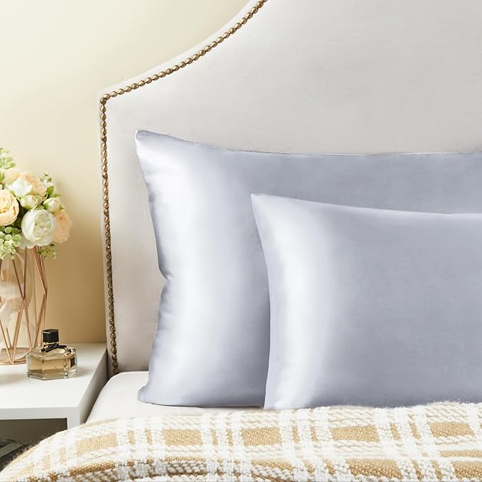 BEDELITE Satin Pillowcase for Hair and Skin, Super Soft and Cooling Similar to Silk Pillow Cases 2 Pack with Envelope Closure, Gift for Women Men(20"x40" King Size, Evening Haze)