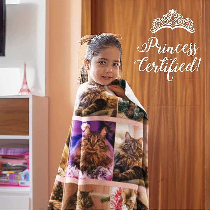 Ships Next Day, Custom Blanket with Picture - Printed in USA, Personalized Photo Blanket 9-Pic(Fleece – 96x120)