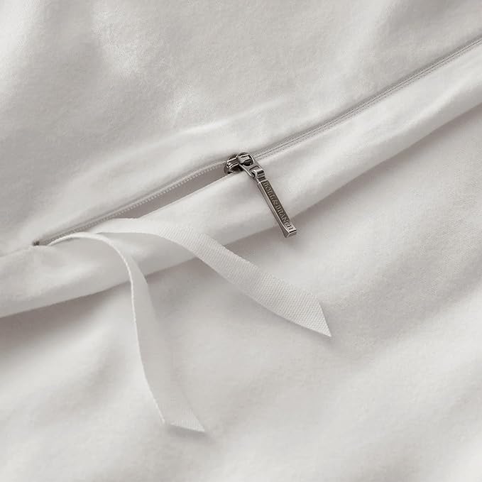 BOLL & BRANCH Flannel Duvet Set - Full/Queen, White - Luxury 100% Organic Cotton - 1 Duvet Cover, 2 Shams - Velvety Soft, Warm & Breathable Weave