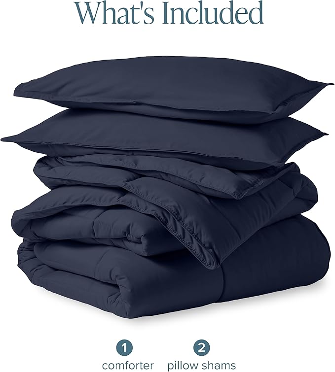 Bare Home Comforter Set - Full Size - Ultra-Soft - Goose Down Alternative - Premium 1800 Series - All Season Warmth (Full, Midnight Blue)