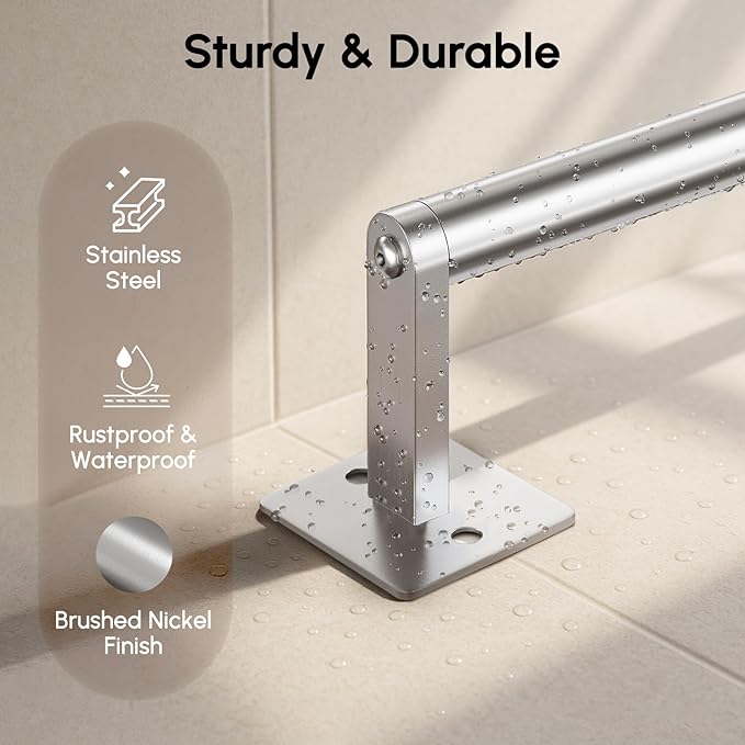USHOWER Brushed Nickel Towel Bar, 18 Inch Towel Racks for Bathroom Wall Mounted, Heavy Duty Stainless Steel Towel Holder, Easy Installation (Total Length 20 Inch)