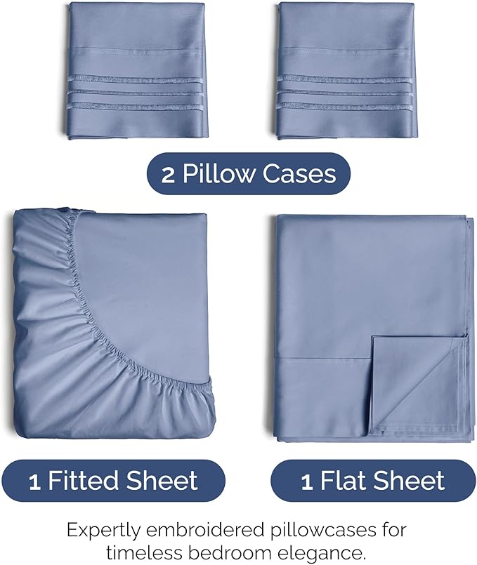 King Size 4-Piece Sheet Set - Extra Soft, Breathable & Cooling - Hotel Luxury Durable Bed Sheets for Women & Men - Deep Pockets, Easy-Fit & Wrinkle-Free - Dusty Purple Oeko-Tex