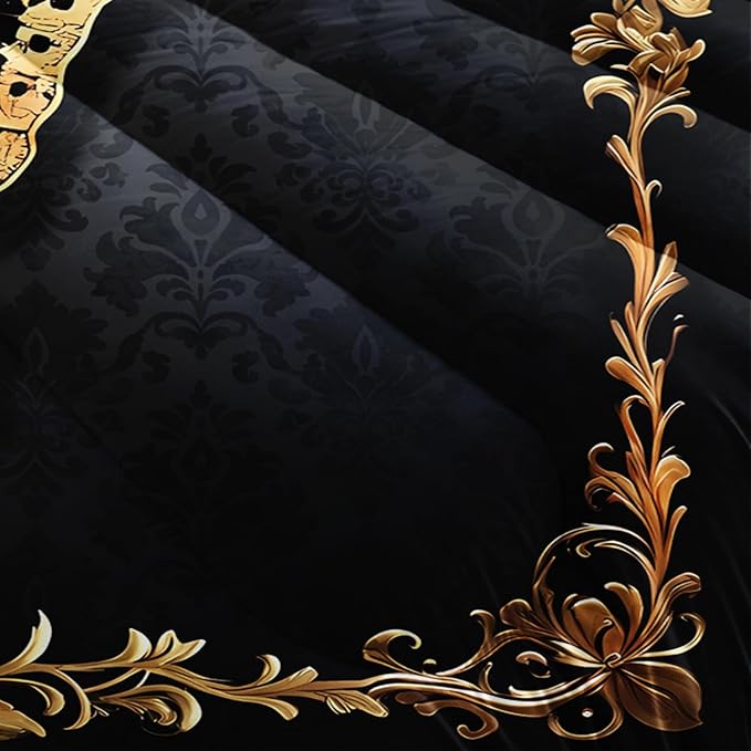 Red and Gold Butterfly Comforter Sets Queen Size Bed Set，Gothic Queen Size Bedding Set，with 1 Comforter with 2 Pillow Case，Butterfly Themed Bedroom Decor