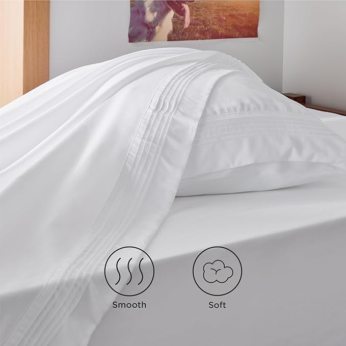 Bedsure Twin XL Sheets Dorm Bedding, GentleSoft Breathable Extra Long Twin Sheets & Pillowcases, Moisture Wicking Cooling, Deep Pocket Fits Mattress Up to 21 Inches Thick, White