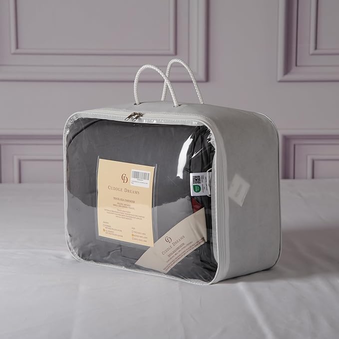 CUDDLE DREAMS Silk Filled Comforter for All Season, Detachable Tencel Duvet Cover for Easy Care, Naturally Breathable (Steel Gray, Queen)