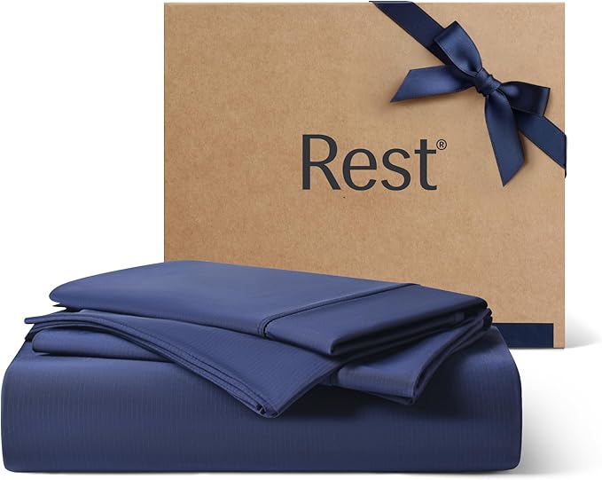 REST® Evercool®+ Starter Sheet Sets, Twin XL Size, Blue, Breathable Bed Sheet for Hot Sleeper and Night Sweats, with Pillowcases, Ionic+ Self-Cleaning Silver Yarn for Sensitive Skin,3PCS No Flat Sheet