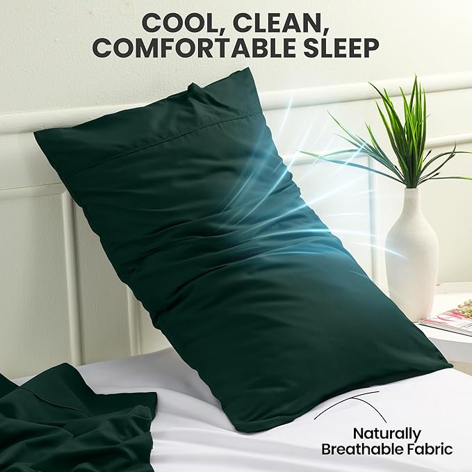 Pillow Covers by Utopia Bedding - Queen Size 2-Pack – Soft Brushed Microfiber – Perfect for Hospitals, Hotels, Guest Rooms – Oeko-TEX Certified, 20x30 Inches (Emerald)