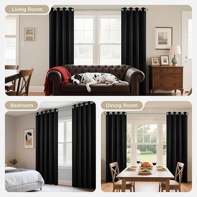 Joydeco Blackout Curtains for Bedroom 84 Inch - Black Out Curtains with Grommets Thermal Insulated Room Darkening Light Blocking, Noise Reducing & Wrinkle-Free Drapes for Living Room Windows, 2 Panels