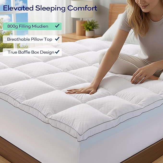 OLANLY Dual-Layer 4 Inch Twin XL Size Memory Foam Mattress Topper for College Dorm Room Essentials, 2 Inch Gel Memory Foam Topper, 2 Inch Cooling Pillow Top Mattress Pad Cover, White