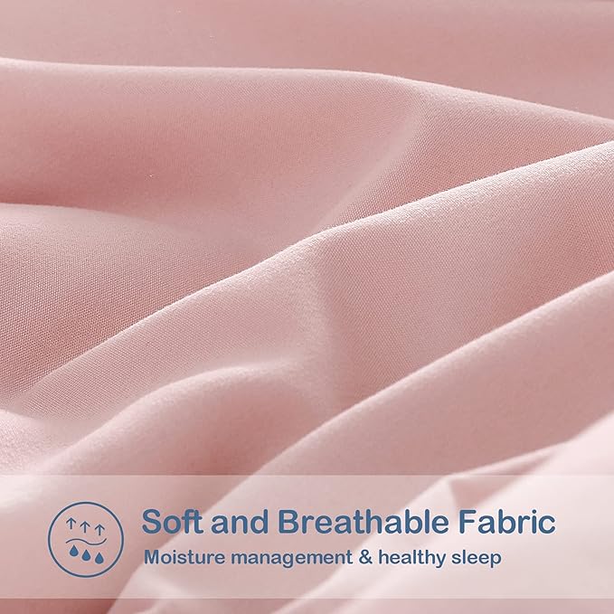 EASELAND King Size Down Alternative Comforter - Quilted Duvet Insert for All Seasons, Soft Lightweight with Corner Tabs, Summer Winter Warm Bedding, Pink 90x102 Inches