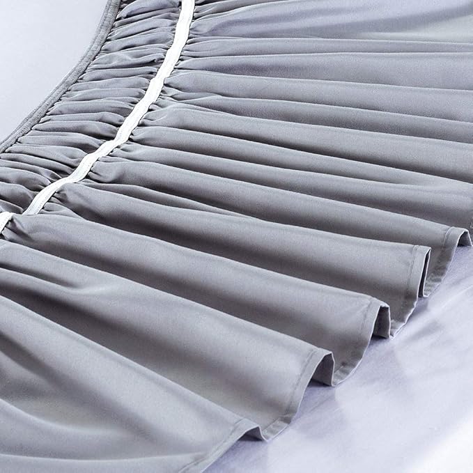 MEILA Wrap Around Bed Skirt Three Fabric Sides Elastic Dust Ruffled 24 Inch Tailored Drop,Easy to Install Fade Resistant-Grey, Twin/Full