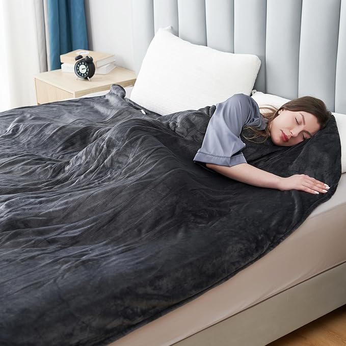 Electric Heated Blanket Twin Size 62”x84”,Soft with 6 Heating Settings 1-10 Hours Auto-Off, One Touch Operation, Machine Washable, Dark Gray