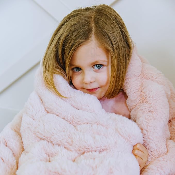 Minky Designs Blossom Pink Minky Blanket – Ultra Soft Faux Fur Throw Blanket for Couch, Bed & Home – Fluffy, Warm & Luxurious – Chic Collection (Large, 60x72)