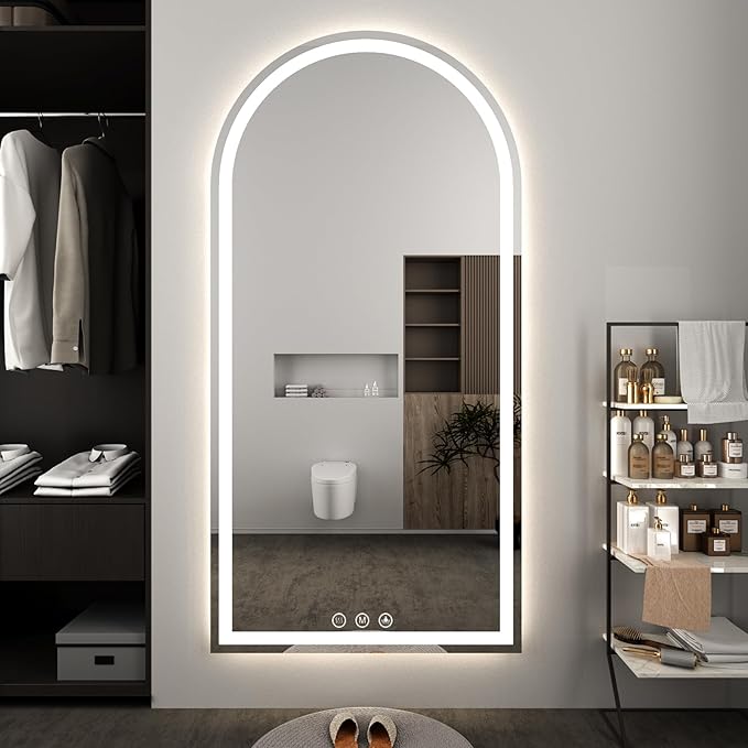 LED Bathroom Mirrors with Lights 36"x60" Arched Mirror for Wall,Led Vanity Mirror, Anti-Fog,LED Mirrors with Front Light and Backlit, Anti-Fog, Dimmable, 3 Color, Shatterproof, Touch Sensor