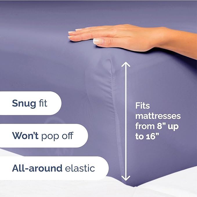 Full Size 4 Piece Sheet Set - Extra Soft, Breathable & Cooling - Hotel Luxury Durable Bed Sheets - Deep Pockets, Easy-Fit & Wrinkle-Free - French Violet Oeko-Tex