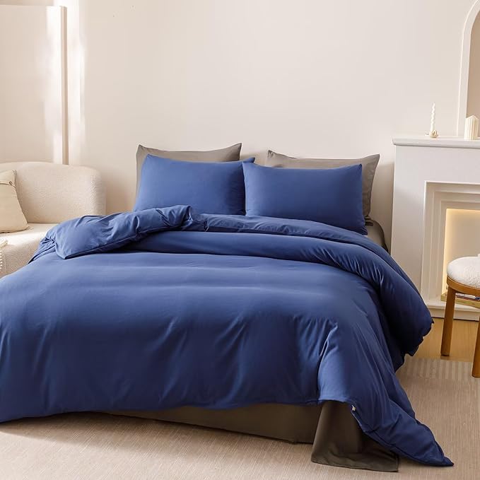 Cottonight Royal Blue Comforter Sets Queen Pure Bright Blue Bedding Comforter Queen Size Quilts Blanket Ultra Soft Breathabe Solid Bedding Set for Women Men Adults Teens