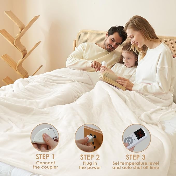 EHEYCIGA Heated Blanket Electric Blanket King Size - Heating Blanket with 9 Heating Levels & 10 Hours Auto Off, Soft Cozy Sherpa Washable Dual Control Blanket with Fast Heating, 90 x 100 Inches