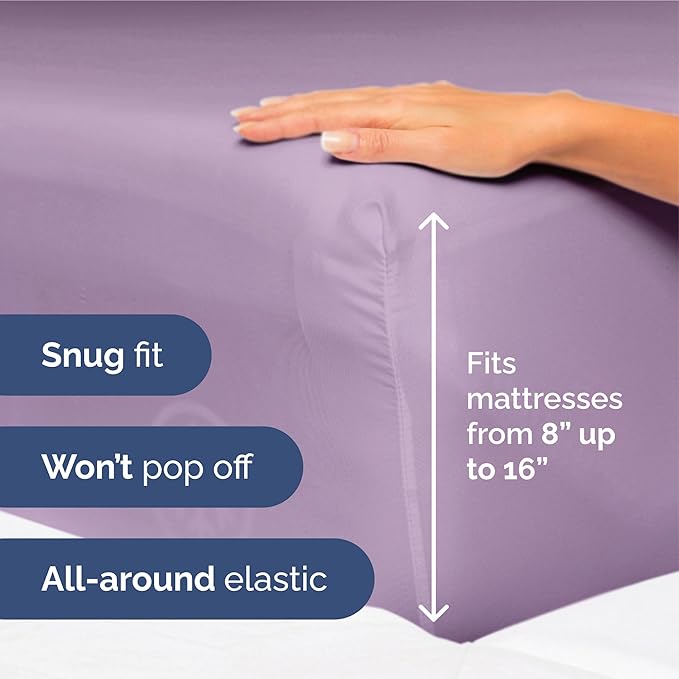 Split King Size 5 Piece Sheet Set - Extra Soft, Breathable & Cooling Sheets - Hotel Luxury Durable Bed Sheets for Women & Men - Deep Pockets, Easy-Fit & Wrinkle-Free Sheets - Lilac Oeko-Tex Bed Sheets