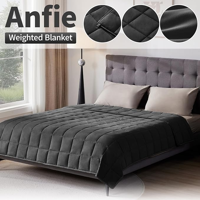 Weighted Blanket Queen/King Size (80"x87" 22lbs),Ultra Soft and Cozy Cooling Weighted Blanket for Adult,Heavy Blanket with Machine Washable Soft Blanket, Black