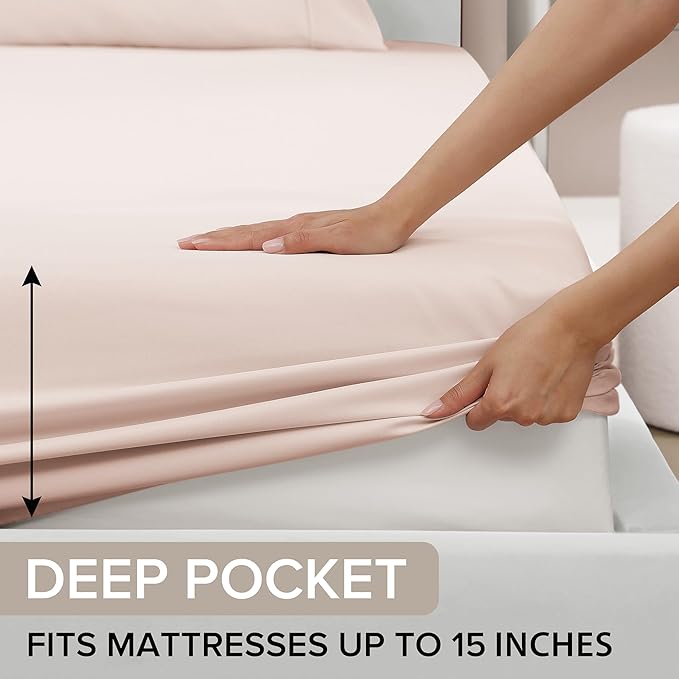 UGG Twin Sheet Set, 3-Piece Luxury Cooling Twin Sheets Set, Deep Pockets, Premium Bedding with 1 Pillow Sham, Machine Washable, Soft Lightweight, Pink (Hedi)