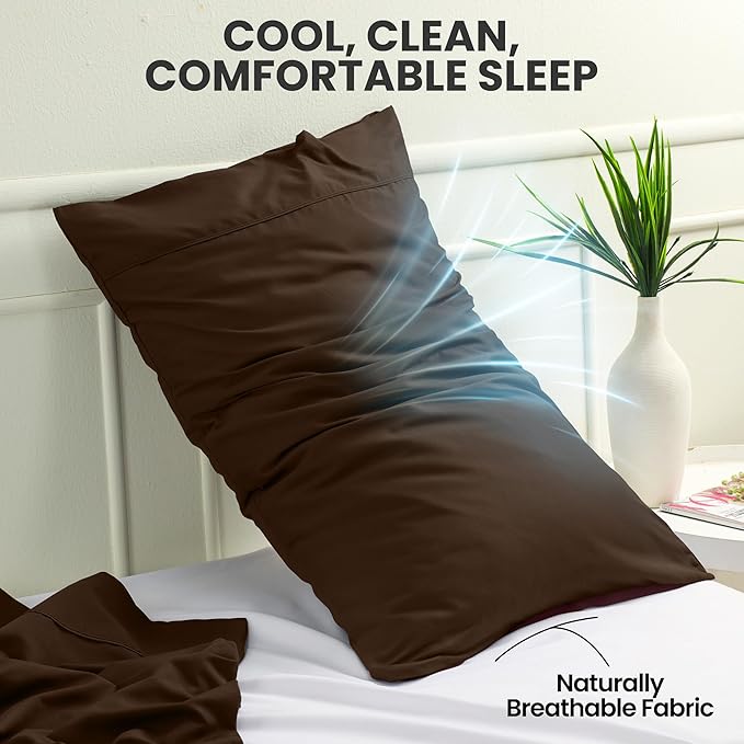 Pillow Covers by Utopia Bedding - Queen Size 2-Pack – Soft Brushed Microfiber – Perfect for Hospitals, Hotels, Guest Rooms – Oeko-TEX Certified, 20x30 Inches (Brown)