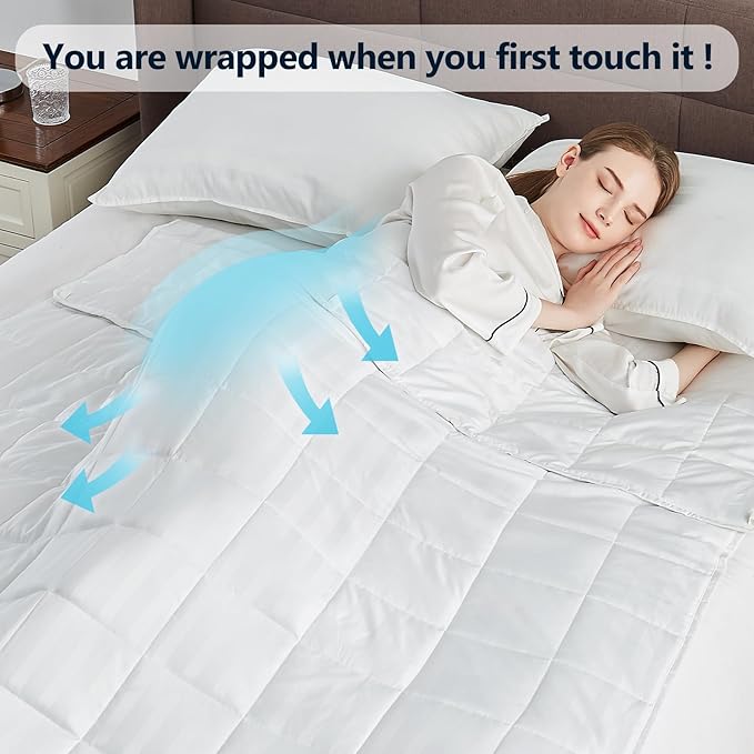 Weighted Blanket Twin Size (48"x72" 10lbs),Ultra Soft and Cozy Cooling Weighted Blanket for Adult,Heavy Blanket with Machine Washable Soft Blanket, White