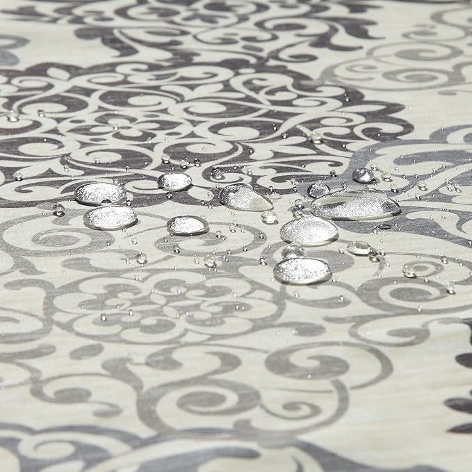 Stall Fabric Shower Curtain, Black and Beige Boho Medallion Print Shower Curtains for Bathroom, 54" W x 72" H