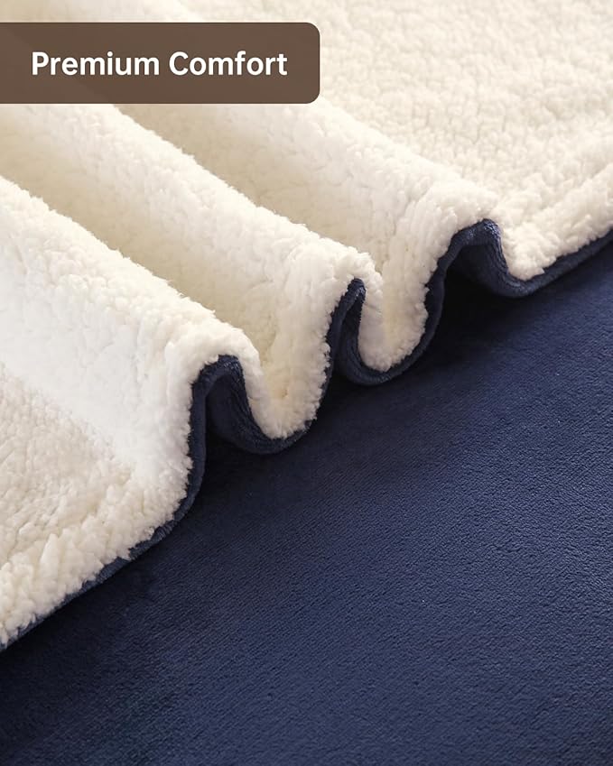 Electric Heated Blanket Queen Size, Washable Blanket Warmer with Dual Control for Home for Adults, Super Cozy Soft Flannel 84" x 90", 9 Heat Levels, 1-9H Auto-Off, ETL Certified, Navy Blue