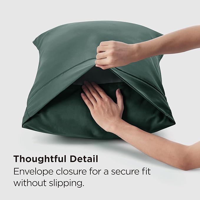 Bedsure King Size Pillow Cases Set of 2 - Forest Green Brushed Microfiber Pillowcases 2 Pack, Super Soft Pillow Case Cover with Envelope Closure, Wrinkle, Fade and Stain Resistant, 20x36 Inches