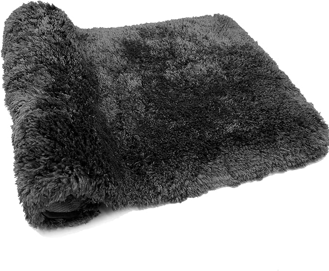 FIFU Bathroom Rugs 24" W x 36" L, Bath Mat for Bathroom, Bedroom, Laundry Room & Kitchen, Non-Slip Rubber Latex Backing, Extra Soft and Absorbent Microfiber Carpet, Machine Washable Rug, Black