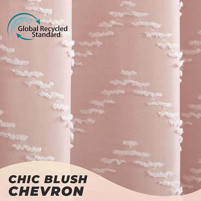 Blush Pink Boho Shower Curtain Cute Shower Curtain Modern Farmhouse Textured Chevron Striped Minimalist Bathroom Shower Curtains