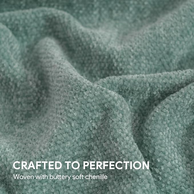 RECYCO Throw Blanket Soft Cozy Chenille Throw Blanket with Fringe Tassel for Couch Sofa Chair Bed Living Room Gift (Sage, 60" x 80")