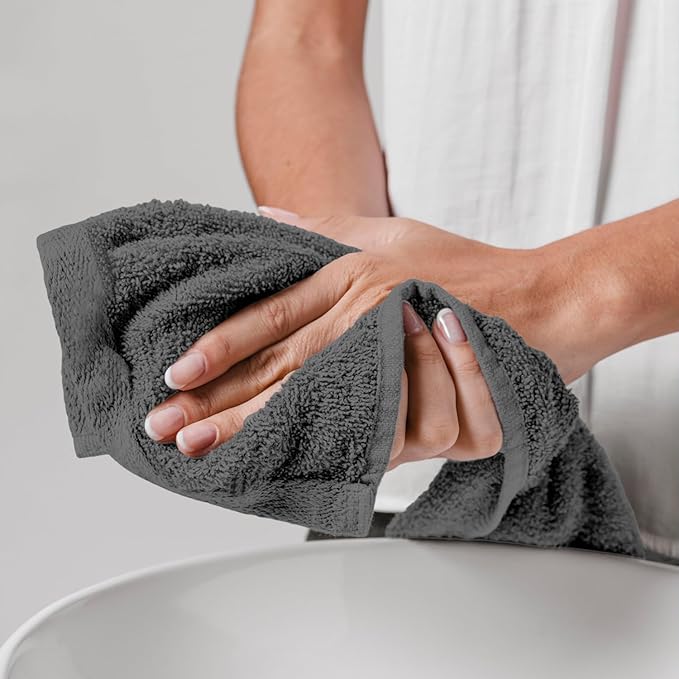 Salon Towels -24 Pack Grey Hand Towels 100% Cotton Spa Towels – 16x26 inches Highly Absorbable Facial Towel Gym, Hair, Face Bulk Small Towel (Not Bleach Proof)