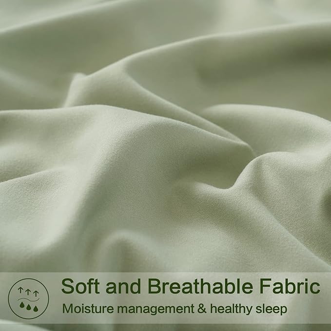 EASELAND Twin XL Down Alternative Comforter - Quilted Duvet Insert for All Seasons, Soft Lightweight with Corner Tabs, Summer Winter Warm Bedding, Sage Green 68×92 Inches
