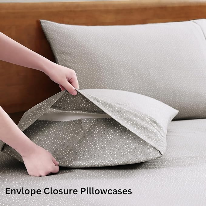 LANE LINEN 100% Organic Cotton Queen Sheets, Fade Resistant Printed Soft & Comfy Luxury Cotton Sheets, Percale Weave, 15" Deep Pocket Available in Variety of Colors- Snowdrop