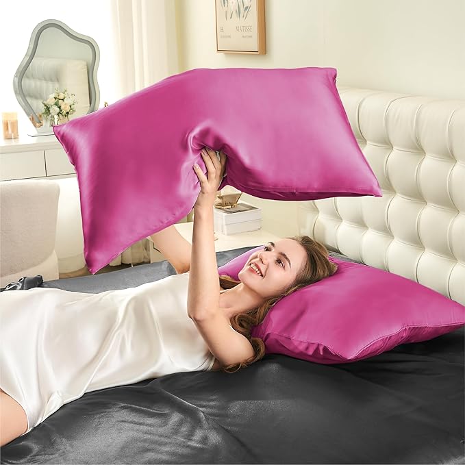 INFIIXSO Mulberry Silk Pillow Case King Size, Silk Pillowcase with Hidden Zipper 20"x36", Extraordinary Smooth and Soft Pillow Cases for Hair and Skin(Hot Pink, 1 Pack)