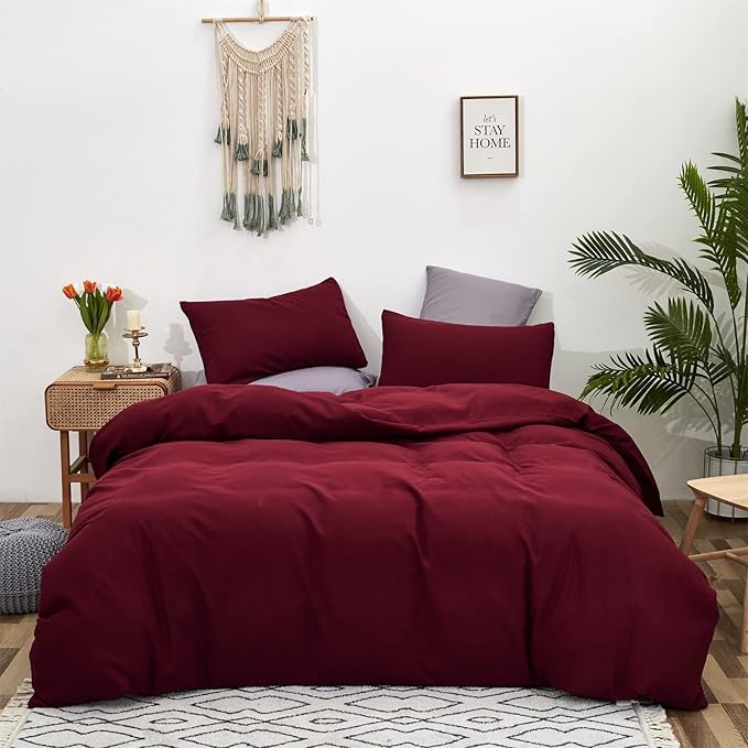 Cottonight Burgundy Comforter Queen Women Girls Wine Red Bedding Comforter Set Claret Dark Red Comforter Soft Breathable Claret Blanket Quilt Durable Comforter Set Queen Bed