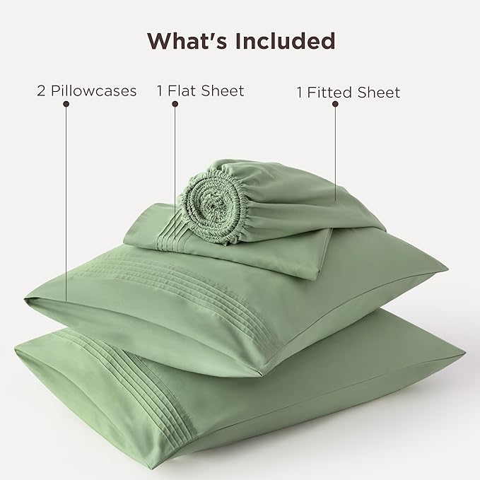 Bedsure Deep Pocket Full Size Bed Sheets Set - Fits Mattresses Up to 21 Inches Thick - 4 Piece GentleSoft Bed Sheets, Moisture Wicking, Cooling Bedsheet & Pillowcases, Easy & Secure Fit, Sage Green