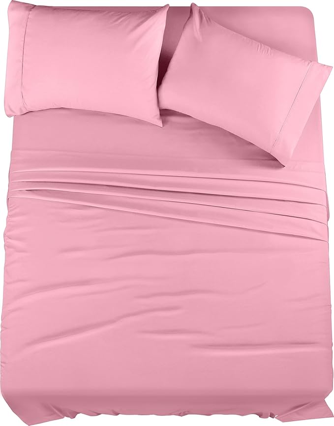 Utopia Bedding King Bed Sheets Set - 4 Piece Bedding - Brushed Microfiber - Shrinkage and Fade Resistant - Easy Care (Crystal Pink)