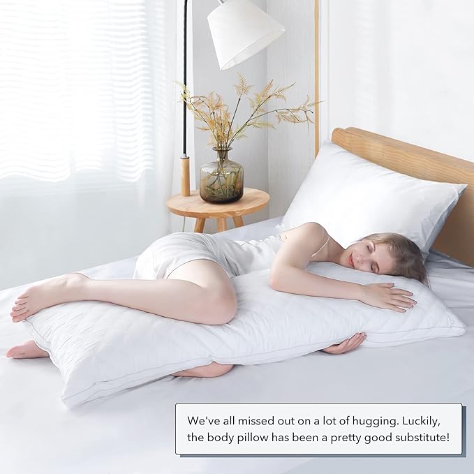 Leeden Body Pillow - Premium White Firm Fluffy Long Pillow - 21 x 54 Soft Plush Full Body Pillows - Adjustable Side Pillow for Sleeping