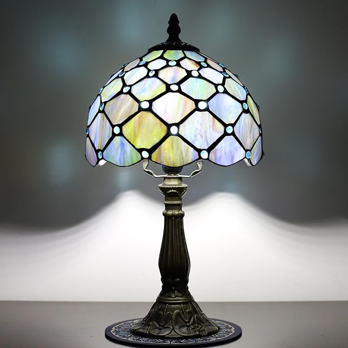 Small Tiffany Table lamp, Suitable for Bedroom nightstands, Living Room Table Lamps, Stained Glass Table lamp, 8-inch Reading lamp for Home and Office use