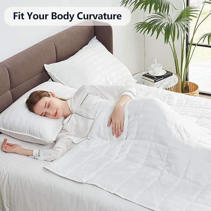 Weighted Blanket Twin Size (48"x72" 20lbs),Ultra Soft and Cozy Cooling Weighted Blanket Twin Size for Adult,Heavy Blanket with Machine Washable Soft Blanket, White