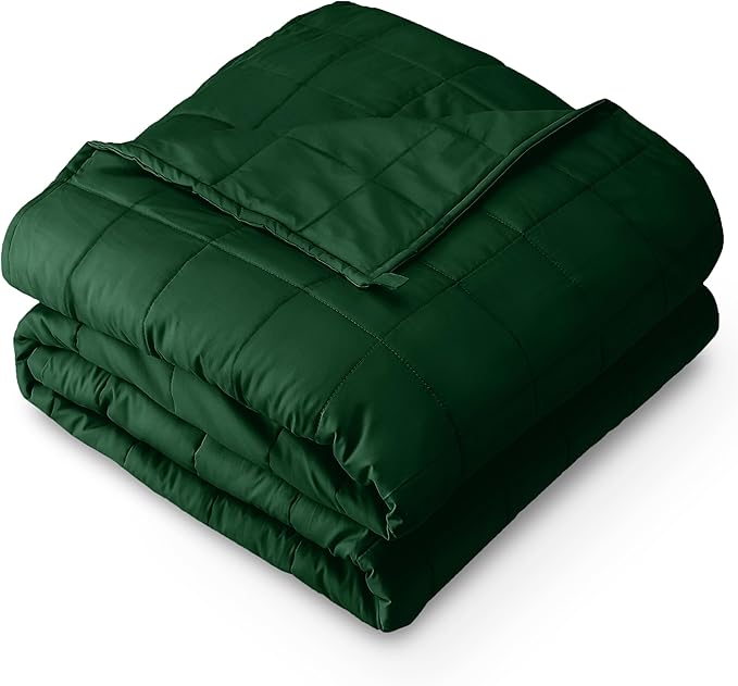 Bare Home Weighted Blanket Full or Queen Size 12lb (48" x 72") for Adults - All-Natural 100% Cotton - Premium Heavy Blanket Nontoxic Glass Beads (Forest Green, 48"x72")