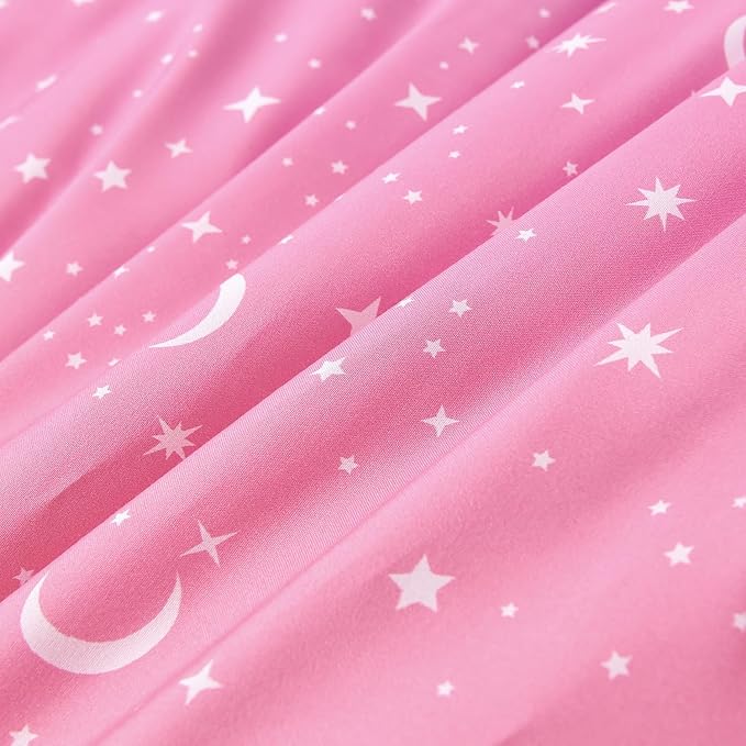 URBONUR 6 Pcs Gradient Comforter Set for Girls Twin Size Pink Purple Blue Colorful Moon Star Rainbow Comforter Bed in A Bag, Soft & Lightweight Kids Teen Bedding Set